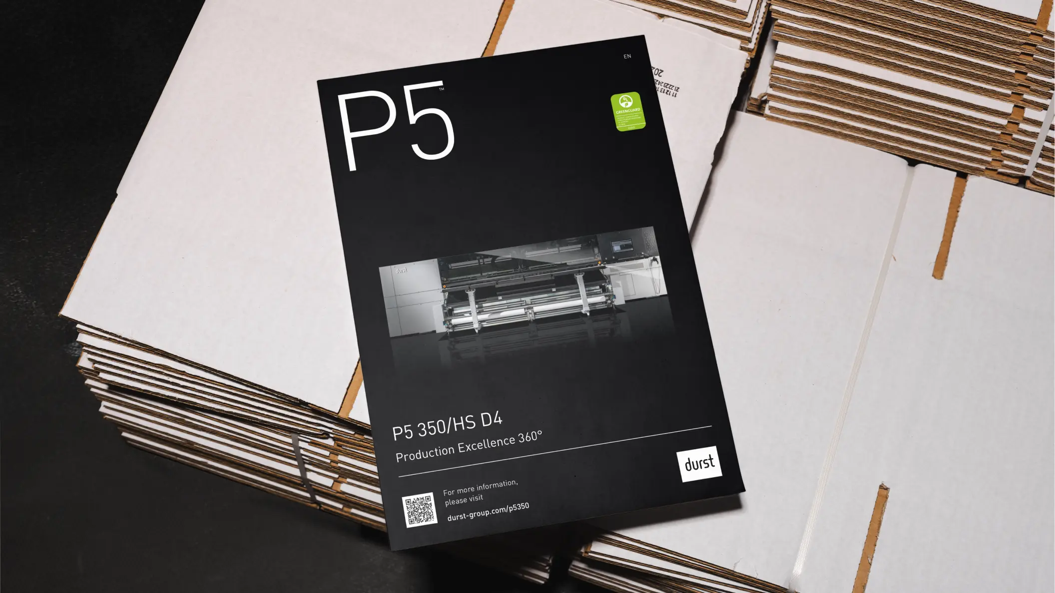 durst, Titelseite des Booklets zur Druckmaschine P5 350/HS D4